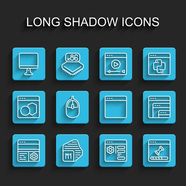 Set Line Debugging Processor Computer Monitor Scherm Browser Instelling Data — Stockvector