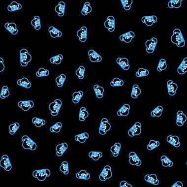 Simge simgelerinin çizgi interneti siyah arkaplanda izole edilmiş kusursuz desen. Bulut hesaplama tasarım konsepti. Dijital ağ bağlantısı. Vektör