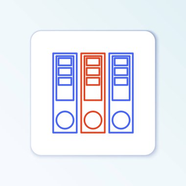 Beyaz arkaplanda dosya ve belge simgesi bulunan Satır Ofisi dizinleri izole edildi. Ofis dosyaları. Dosya arşivleme işareti. Renkli taslak konsepti. Vektör
