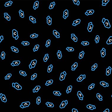 Çizgi Bulutu simgesi siyah arkaplanda izole edilmiş. Vektör