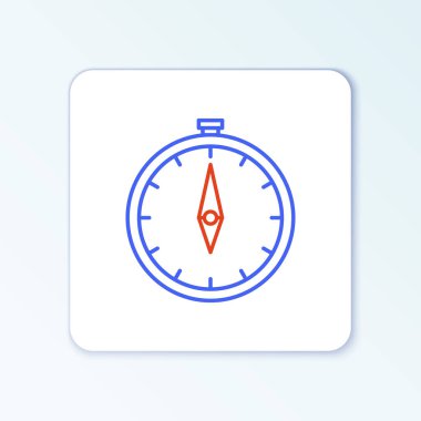 Pusula simgesi beyaz arkaplanda izole edildi. Rüzgâr yön bulma sembolü. Rüzgar gül işareti. Renkli taslak konsepti. Vektör