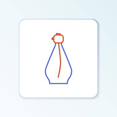 Beyaz arkaplanda çizgi parfüm ikonu izole edildi. Renkli taslak konsepti. Vektör