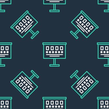 Çizgi Gözü test çizelgesi simgesi siyah arkaplanda izole edilmiş. Optalmik çalışmada görme testi için bir poster. Snellen çizelgesi. Vektör