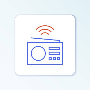 Line Smart radyo sistemi simgesi beyaz arkaplanda izole edildi. İnternet kavramının kablosuz bağlantısı. Renkli taslak konsepti. Vektör