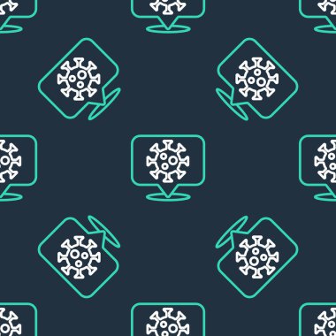 Corona virüsü 2019-nCoV hattı siyah arkaplanda izole edilmiş. Bakteri ve mikroplar, hücre kanseri, mikrop, mantar. Vektör