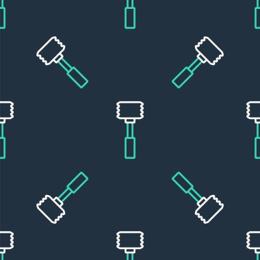 Line Kitchen çekiç ikonu siyah arka planda izole edilmiş kusursuz desen. Et çekici. Vektör