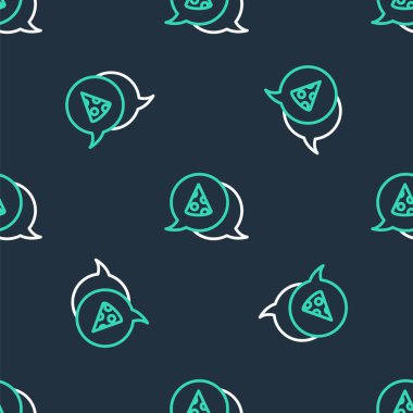 Pizza ikonu çizgisi siyah arka planda izole edilmiş. Fast food menüsü. Vektör