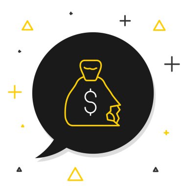 Hat Para Çantası simgesi beyaz arkaplanda izole edildi. Dolar ya da USD sembolü. Nakit bankacılık tabelası. Renkli taslak konsepti. Vektör