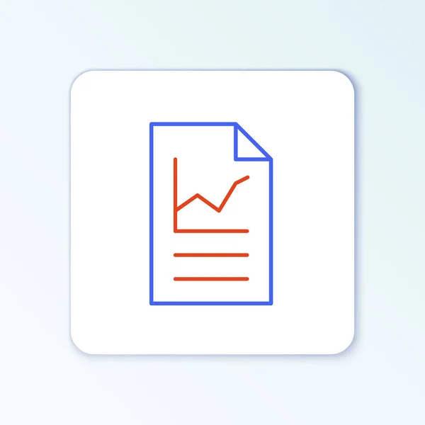 Liniendokument mit Diagrammdiagrammsymbol isoliert auf weißem Hintergrund. Textdatei-Symbol melden. Buchhaltungszeichen. Prüfung, Analyse, Planung. Buntes Rahmenkonzept. Vektor — Stockvektor