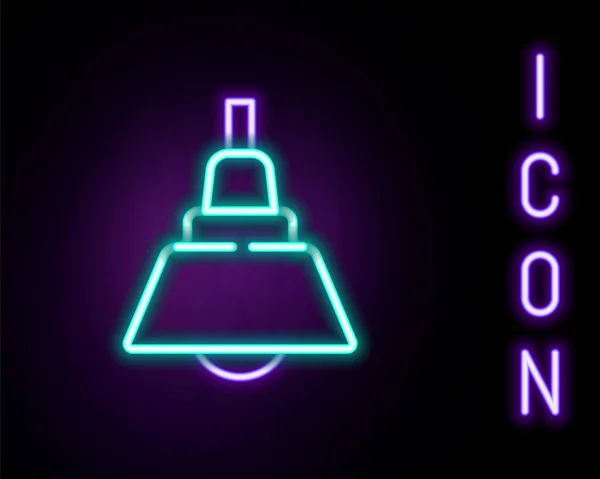 Glödande neon linje Ljuskrona ikon isolerad på svart bakgrund. Färgstarkt skisskoncept. Vektor — Stock vektor