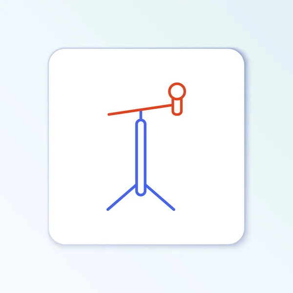 带有白色背景隔离的站立图标的线麦克风。五彩缤纷的概念.B.病媒 — 图库矢量图片