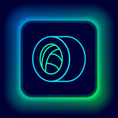 Parlayan neon hattı Sushi simgesi siyah arkaplanda izole edildi. Geleneksel Japon yemekleri. Renkli taslak konsepti. Vektör