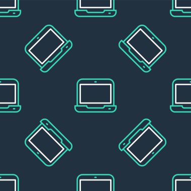 Çizgi dizüstü simgesi siyah arkaplanda izole edilmiş. Boş ekran işaretli bilgisayar defteri. Vektör