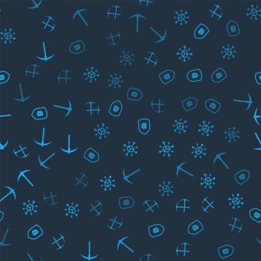 Çapraz Kazma, Dağıtım, Kalkan ve Bitcoin ve Kazma 'yı kusursuz düzende ayarlayın. Vektör