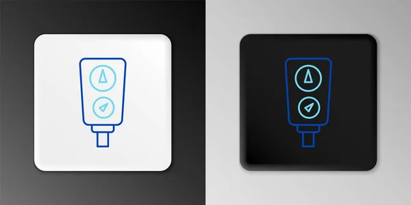 Line Gauge schaal pictogram geïsoleerd op grijze achtergrond. Tevredenheid, temperatuur, manometer, risico, rating, prestaties, toerenteller. Kleurrijk concept. Vector — Stockvector