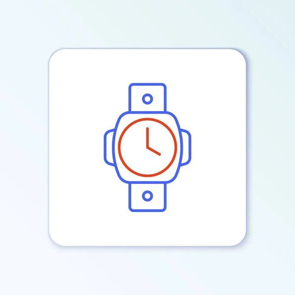 Line Diving icono del reloj aislado sobre fondo blanco. Equipo submarino de buceo. Concepto de esquema colorido. Vector — Archivo Imágenes Vectoriales