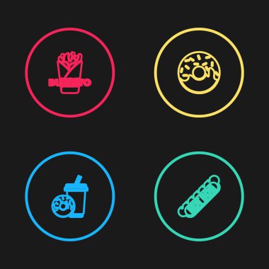 Soda, çörek, Hotdog sandviçi, Donut ve Burrito ikonu. Vektör