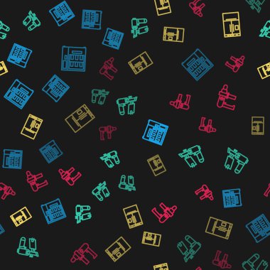 Otomat, çivi tabancası, buzdolabı ve elektrikli matkabı kusursuz desen üzerine ayarla. Vektör