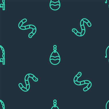 Olta kaşık, solucan ve oltayı kusursuz desene ayarlayın. Vektör