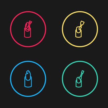 Kırık tırnak, çivi manikürü, değirmen biçme makinesi ve simgesi. Vektör