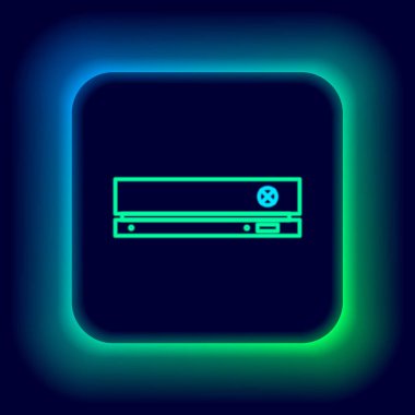 Parlayan neon hattı video oyun konsolu simgesi siyah arkaplanda izole edildi. Renkli taslak konsepti. Vektör