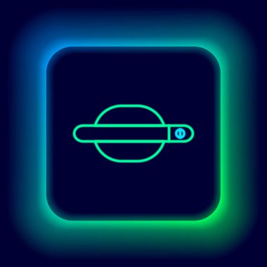 Parlayan neon hattı araba kapı kolu simgesi siyah arka planda izole edildi. Renkli taslak konsepti. Vektör