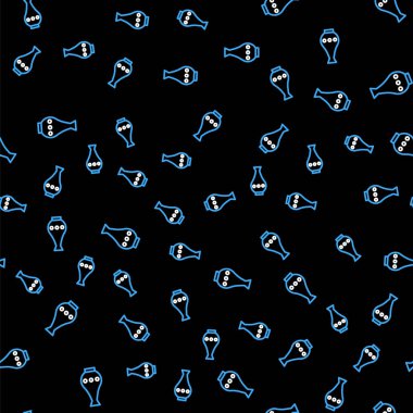 Satır vazosu simgesi siyah arkaplanda izole edilmiş pürüzsüz desen. Vektör