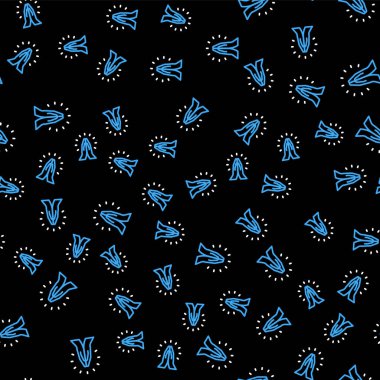 Çizgi Eller dua pozisyonunda ikon siyah arkaplanda izole edilmiş kusursuz desen. Tanrı 'ya inanç ve umutla dua edin. Vektör