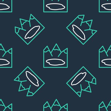 Dağlar ve göl ikonu ile Kanada çizgisi kara arka planda izole edilmiş. Vektör