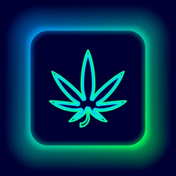 Linha Néon Brilhante Ícone Folha Maconha Medicinal Cannabis Isolado Fundo — Vetor de Stock