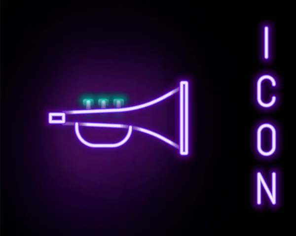 Leuchtende Neon Linie Musikinstrument Trompetensymbol Isoliert Auf Schwarzem Hintergrund Buntes — Stockvektor