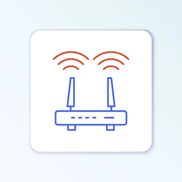 Line Router Signal Icon Isolated White Background Wireless Ethernet Modem — Stock Vector