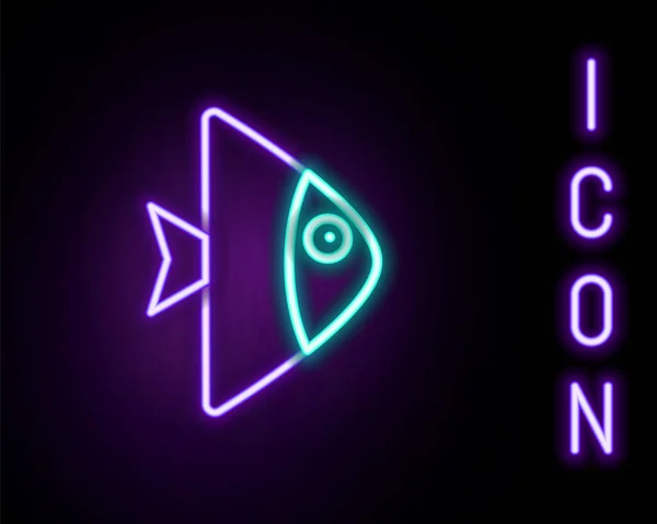 Línea Neón Brillante Icono Pescado Aislado Sobre Fondo Negro Concepto — Vector de stock