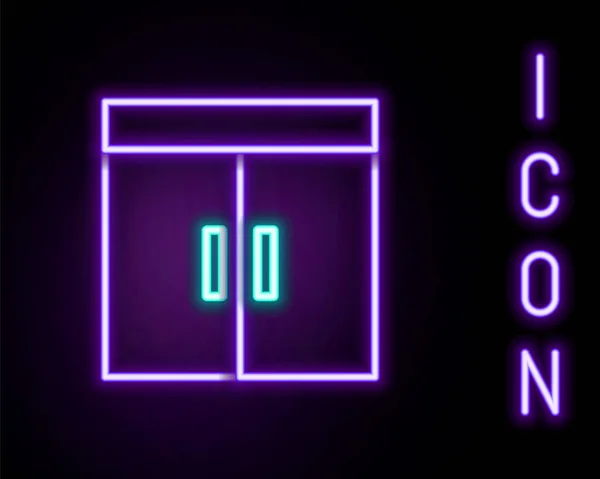 Linea Neon Luminosa Icona Armadio Isolato Sfondo Nero Concetto Contorno — Vettoriale Stock