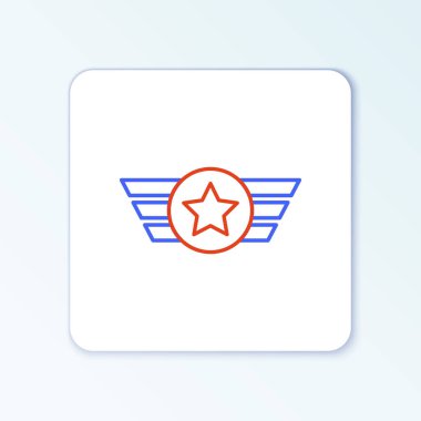 Çizgi Yıldızı askeri ikonu beyaz arka planda izole edildi. Askeri rozetler. Ordu bantları. Renkli taslak konsepti. Vektör