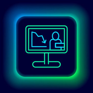 Parlayan neon hattı Küresel Ekonomik Kriz haber ikonu siyah arka planda izole edildi. Dünya finans krizi. Renkli taslak konsepti. Vektör