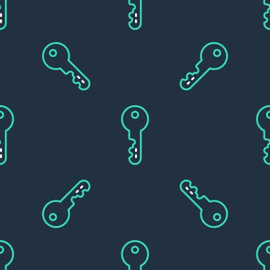 Line House anahtar simgesi siyah arkaplanda izole edilmiş kusursuz desen. Vektör