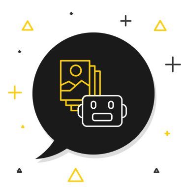 Çizgi Yapay Zeka robot simgesi beyaz arkaplanda izole edildi. Makine öğrenme, bulut hesaplama. Renkli taslak konsepti. Vektör