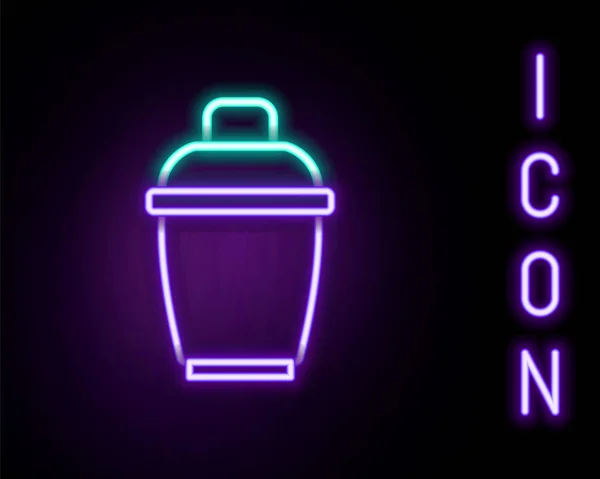 Glowing Neon Line Cocktail Shaker Icon Isolated Black Background Konsep - Stok Vektor