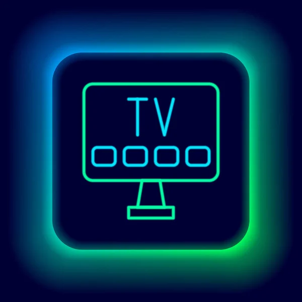 Gloeiende Neon Lijn Smart Pictogram Geïsoleerd Zwarte Achtergrond Televisieteken Kleurrijk — Stockvector