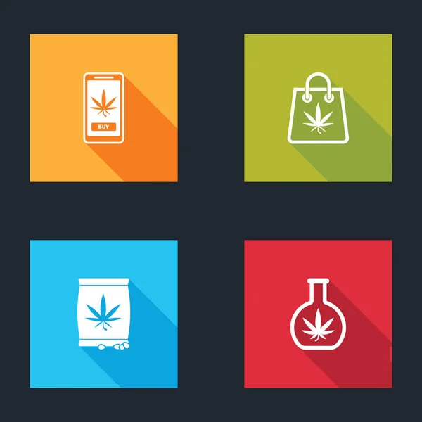 Set Achat Ligne Marijuana Sac Provisions Graines Marijuana Cannabis Tube — Image vectorielle