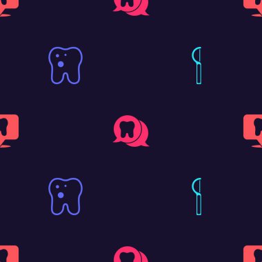 Diş ipini, diş ipini, bakterili diş ipini ve kliniğin yerini kusursuz bir şekilde ayarla. Vektör.