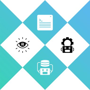 Yapay Zeka Yapay Zeka, robot, Web Geliştirici programlama kodu ve robot ayarı simgesi ayarla. Vektör