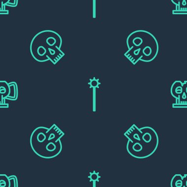 Orta Çağ 'a ait zincirli toplar, kafatasından Kafatası ve Kupa' yı kusursuz bir şekilde yerleştirin. Vektör.