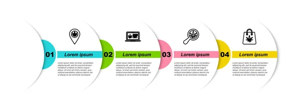 设置线位置和大麻 网上购物 放大镜和购物袋 业务信息模板 — 图库矢量图片