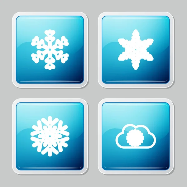 Establecer Línea Copo Nieve Nube Con Icono Nieve Vector — Archivo Imágenes Vectoriales