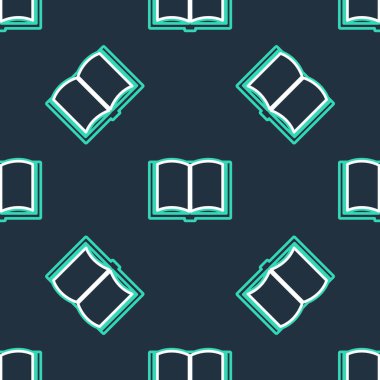 Satır Açık kitap simgesi siyah arkaplanda izole edilmiş kusursuz desen. Vektör