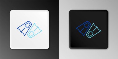 Yüzme ikonu için çizgili lastik yüzgeçler gri arka planda izole edilmiş. Dalış ekipmanları. Olağanüstü bir spor. Su altı ekipmanları. Renkli taslak konsepti. Vektör