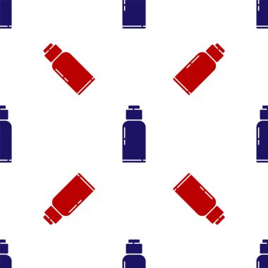 Mavi ve kırmızı kantin su şişesi ikonu beyaz arka planda izole edilmiş pürüzsüz desen. Turist matarası ikonu. Kampanyada bir kavanoz su kullanıldı. Vektör İllüstrasyonu