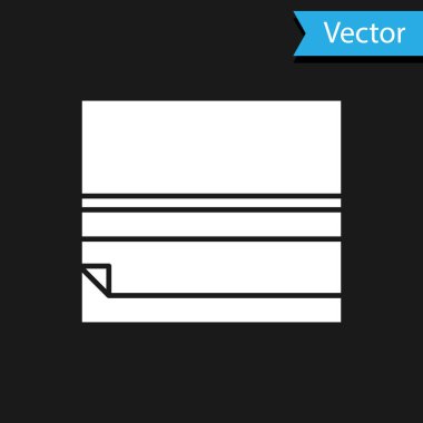Beyaz rulo kağıt simgesi siyah arkaplanda izole edildi. Vektör İllüstrasyonu